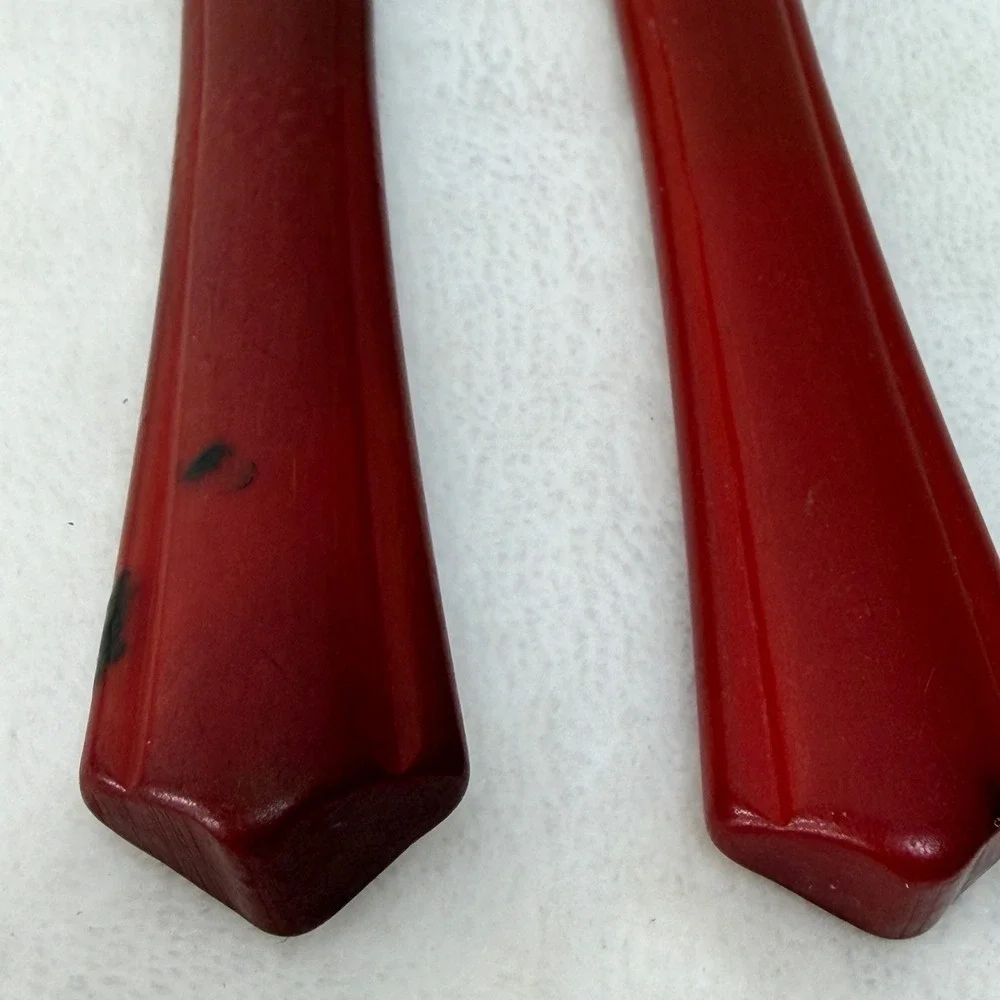VTG Red Bakelite Handle‎ Dinner Forks Set of 4 Mid Century Retro MCM